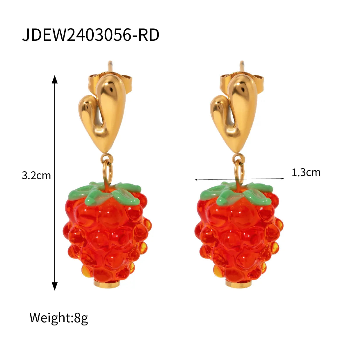 1 Pair Cute Sweet Korean Style Grape Inlay 304 Stainless Steel Resin 18K Gold Plated Drop Earrings