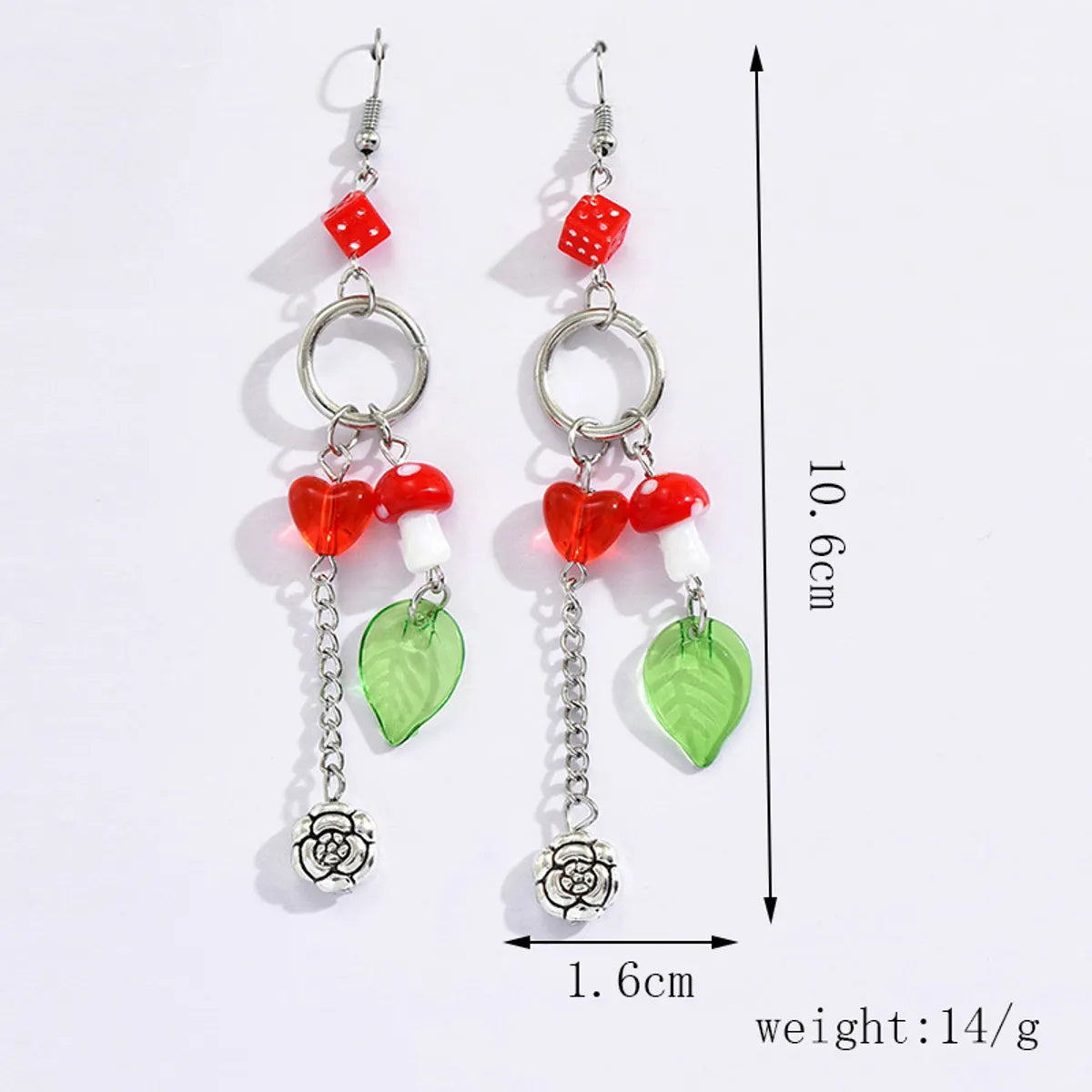 1 Pair Cute Sweet Leaf Mushroom Plating Arylic Drop Earrings