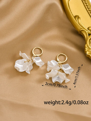 1 Pair Cute Sweet Petal Pleated Arylic Drop Earrings