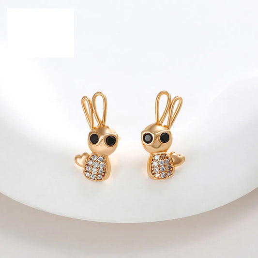 1 Pair Cute Xuping Sweet Rabbit Plating Copper Alloy 18k Gold Plated Ear Studs