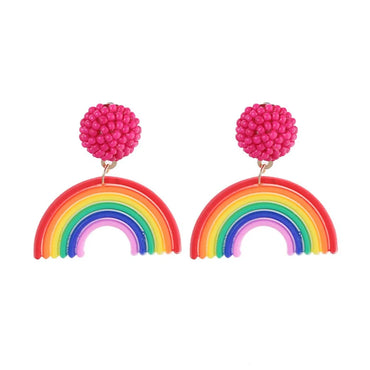 1 Pair Cute Sweet Rainbow Plastic Resin Drop Earrings