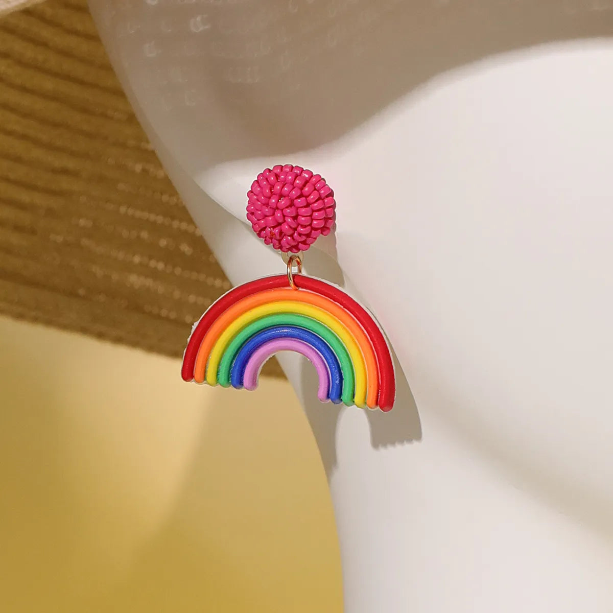 1 Pair Cute Sweet Rainbow Plastic Resin Drop Earrings