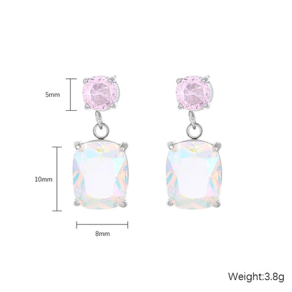 1 Pair Cute Sweet Round Plating Inlay Stainless Steel Titanium Steel Zircon Drop Earrings