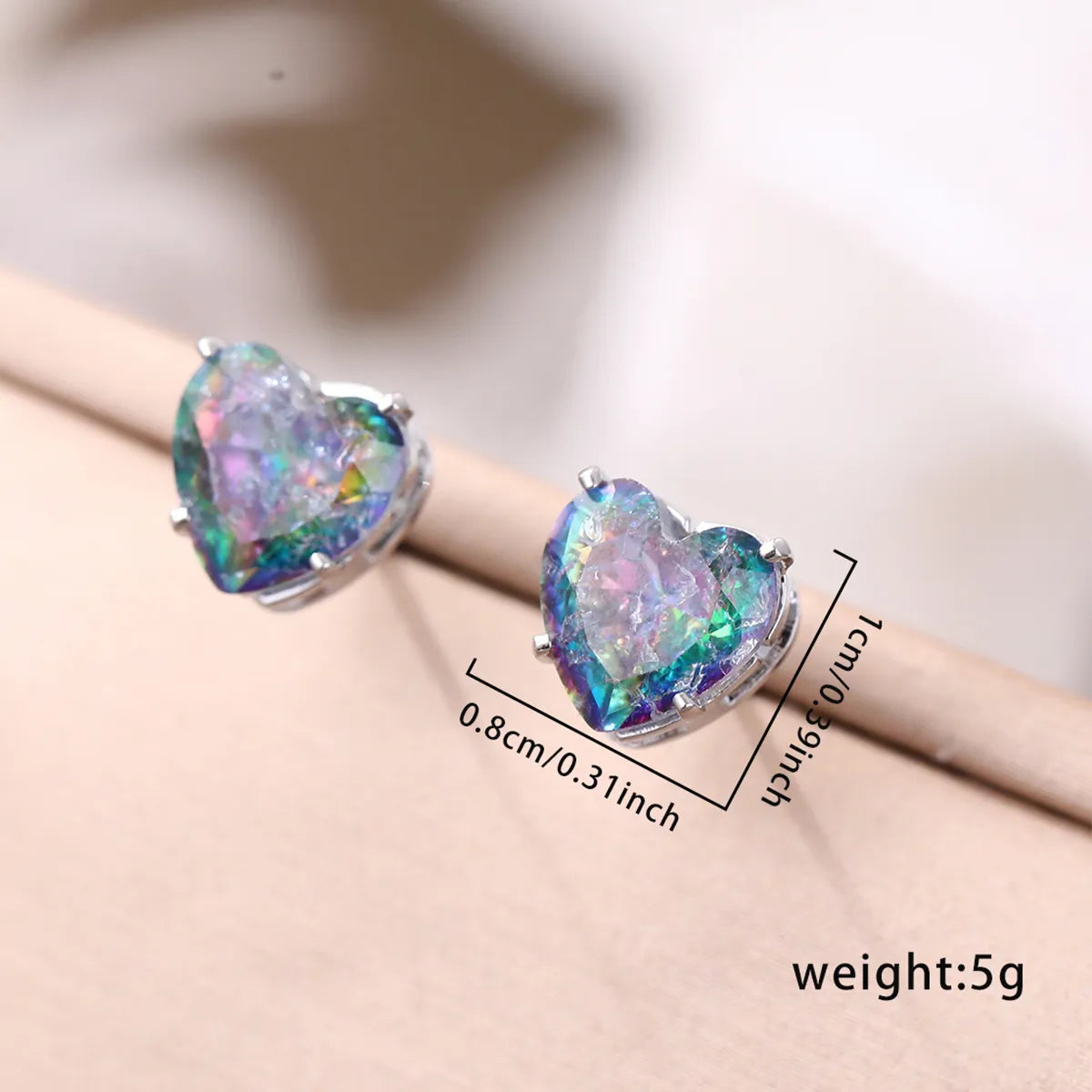 1 Pair Cute Sweet Shiny Square Oval Heart Shape Inlay Copper Zircon Ear Studs