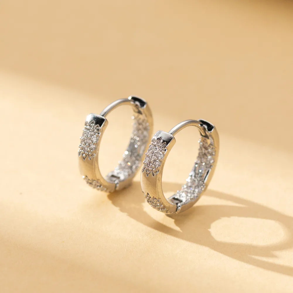 1 Pair Cute Sweet Simple Style Circle Plating Inlay Copper Zircon Hoop Earrings