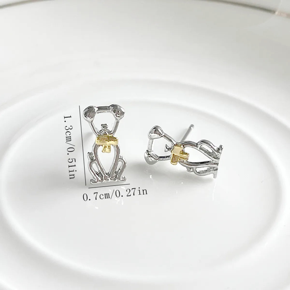 1 Pair Cute Sweet Simple Style Dog Hollow Out Alloy Gold Plated Silver Plated Ear Studs