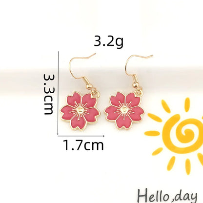 1 Pair Cute Sweet Simple Style Flower Alloy Drop Earrings