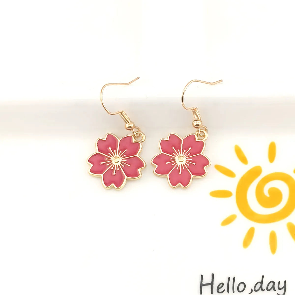 1 Pair Cute Sweet Simple Style Flower Alloy Drop Earrings