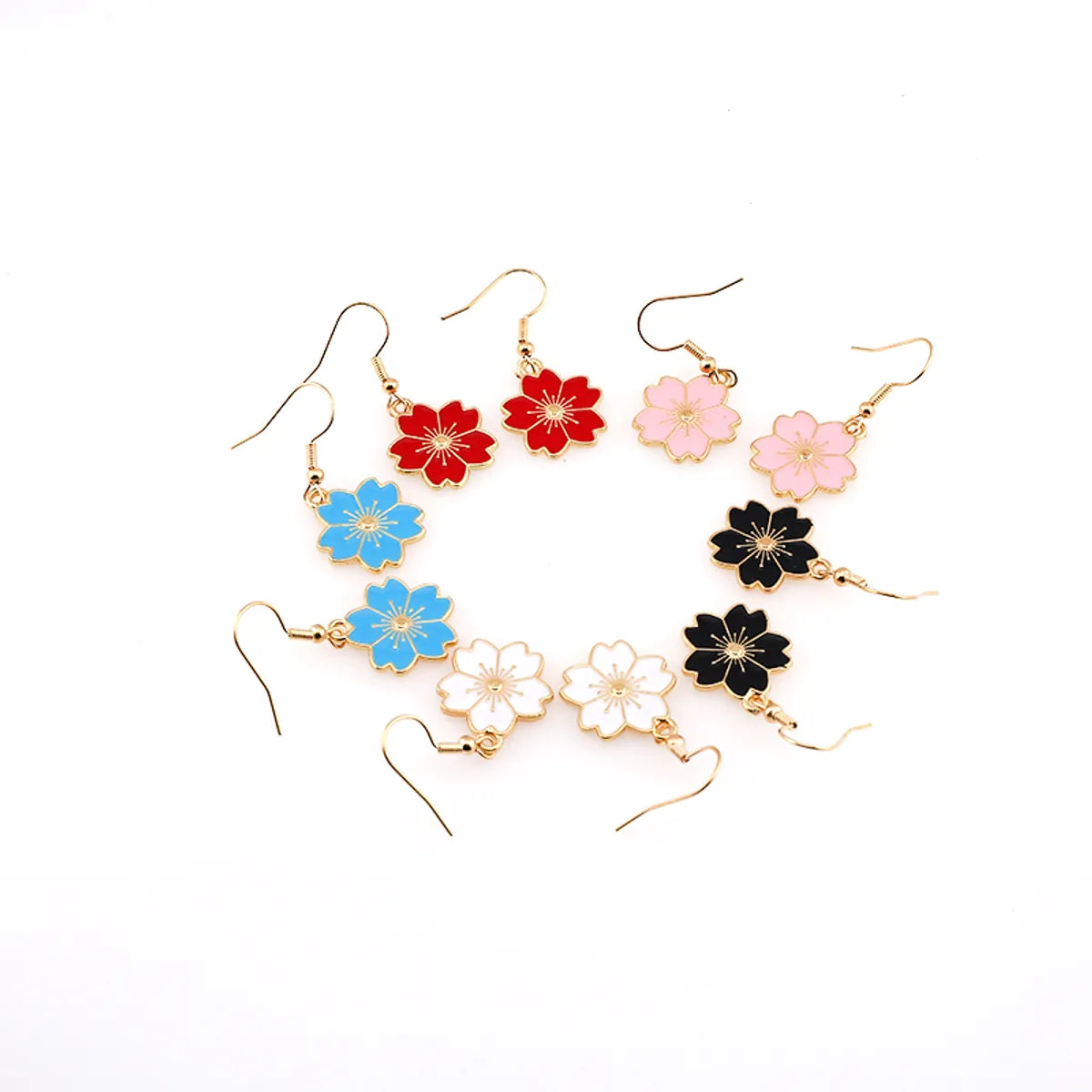 1 Pair Cute Sweet Simple Style Flower Alloy Drop Earrings