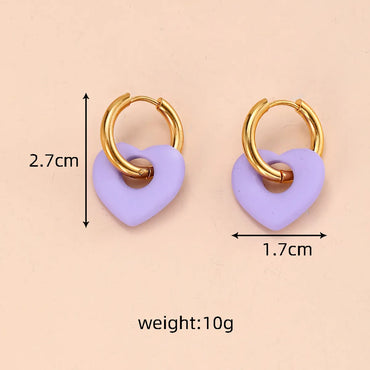 1 Pair Cute Sweet Simple Style Heart Shape 201 Stainless Steel Alloy Drop Earrings