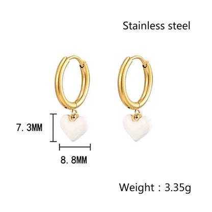 1 Pair Cute Sweet Simple Style Heart Shape Epoxy Plating Stainless Steel 18k Gold Plated Drop Earrings