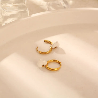 1 Pair Cute Sweet Simple Style Heart Shape Epoxy Plating Stainless Steel 18k Gold Plated Drop Earrings