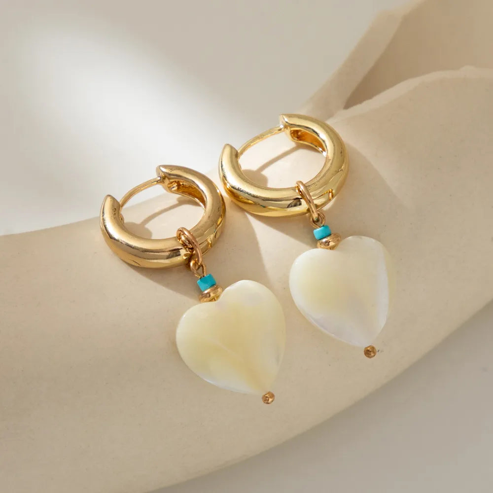 1 Pair Cute Sweet Simple Style Heart Shape Plating Alloy Drop Earrings