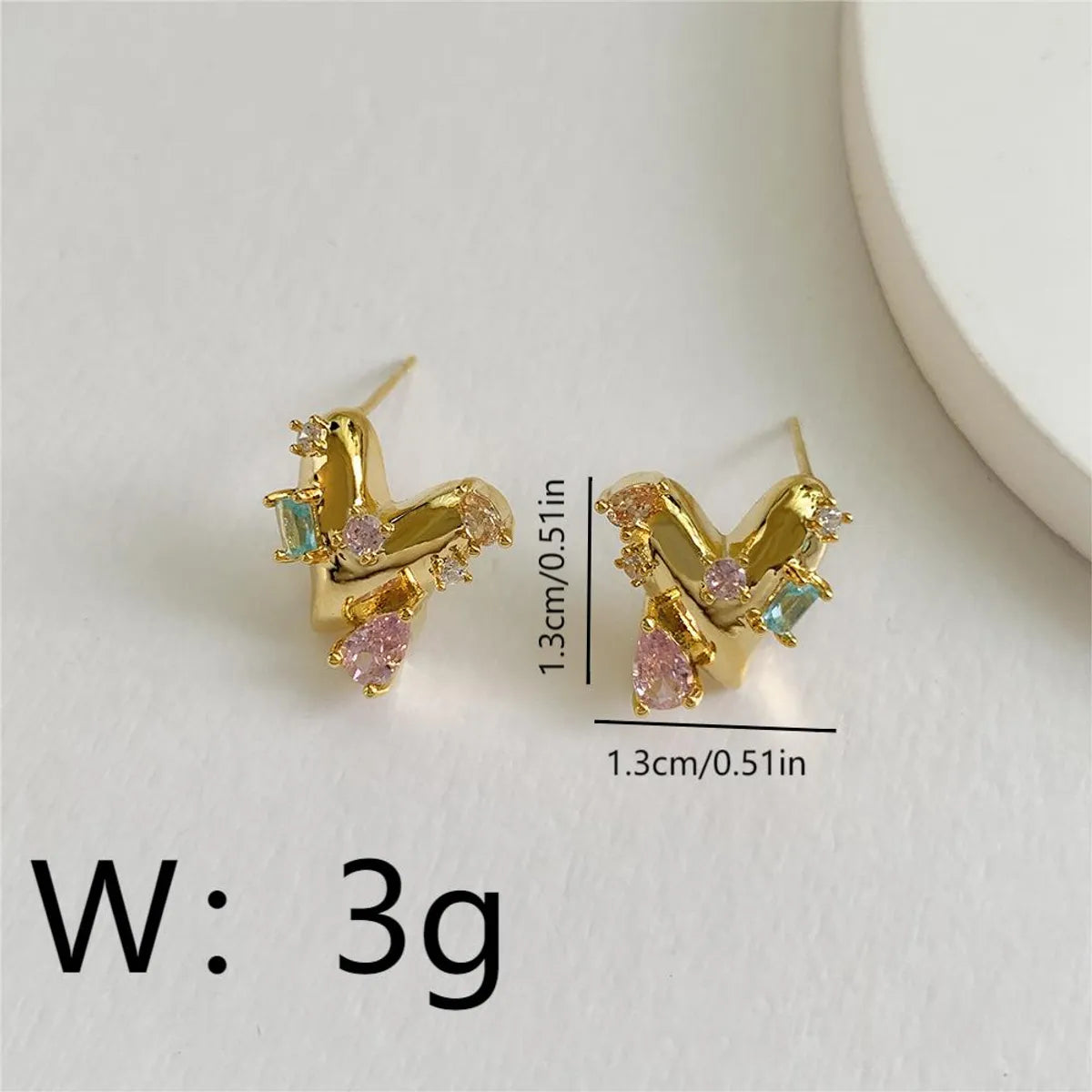 1 Pair Cute Sweet Simple Style Heart Shape Plating Inlay Copper Zircon 18K Gold Plated Drop Earrings