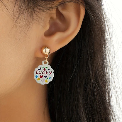 1 Pair Cute Sweet Simple Style Letter Flower Enamel Alloy Drop Earrings