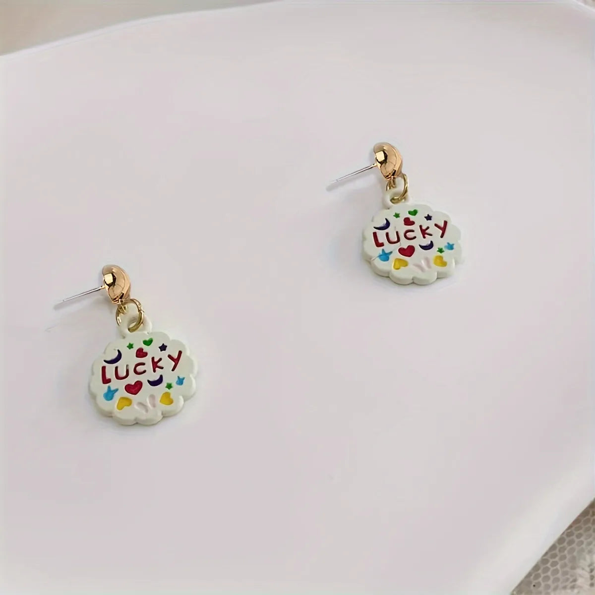 1 Pair Cute Sweet Simple Style Letter Flower Enamel Alloy Drop Earrings