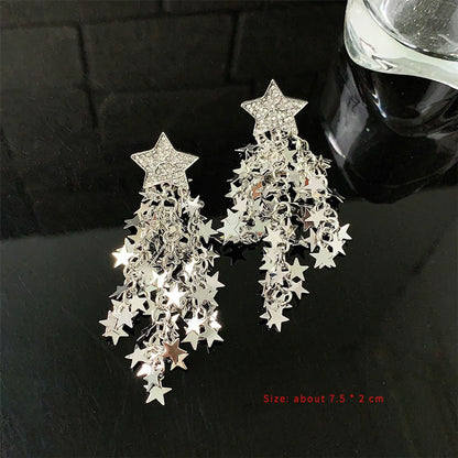 1 Pair Cute Sweet Star Inlay Alloy Zircon Drop Earrings