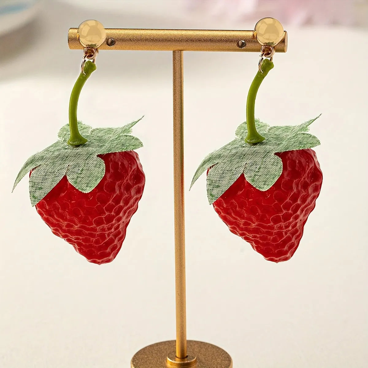 1 Pair Cute Sweet Strawberry Plastic Drop Earrings