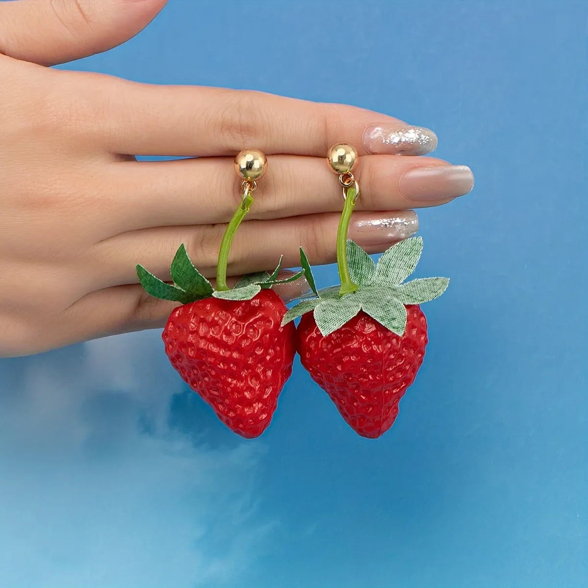 1 Pair Cute Sweet Strawberry Plastic Drop Earrings