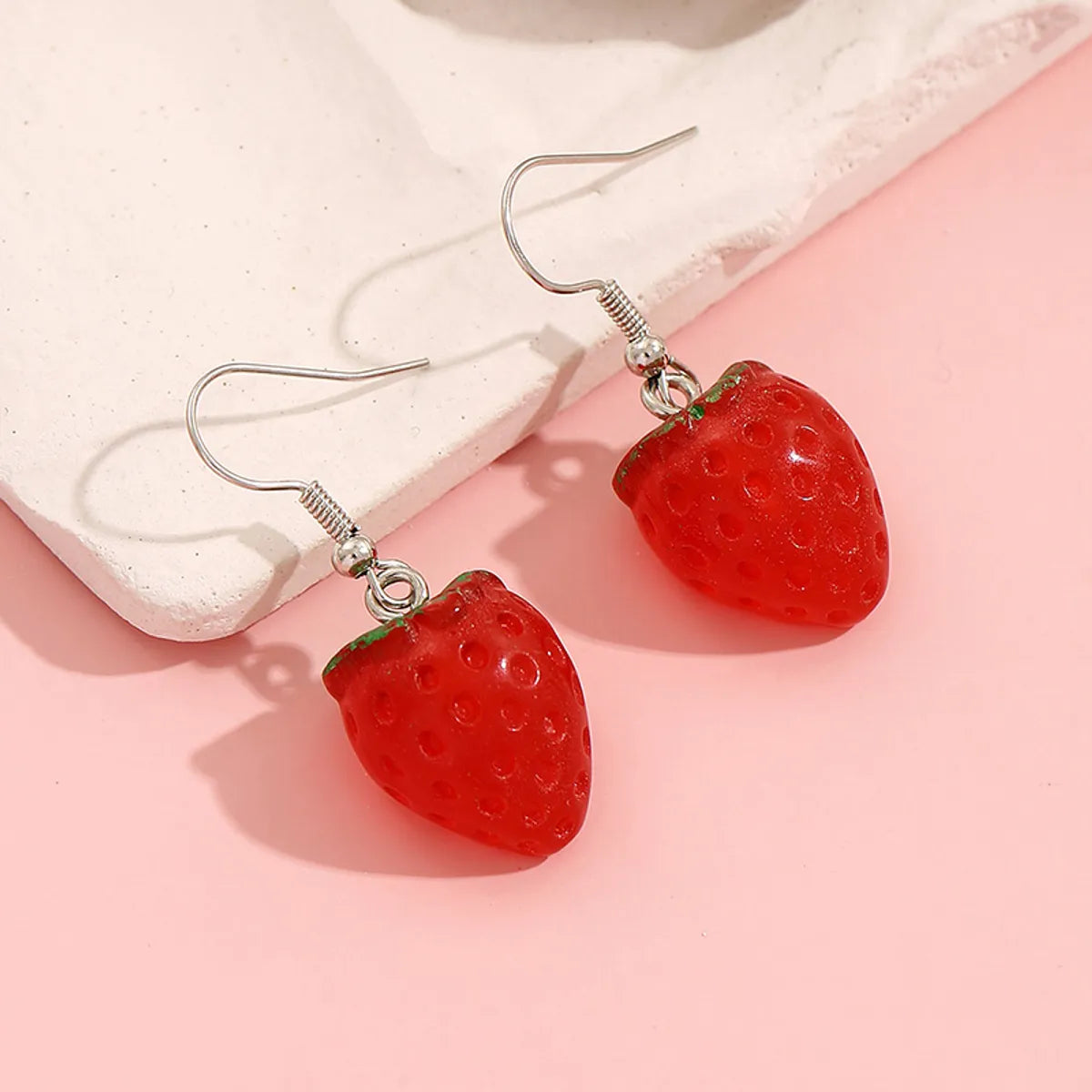 1 Pair Cute Sweet Strawberry Resin Drop Earrings