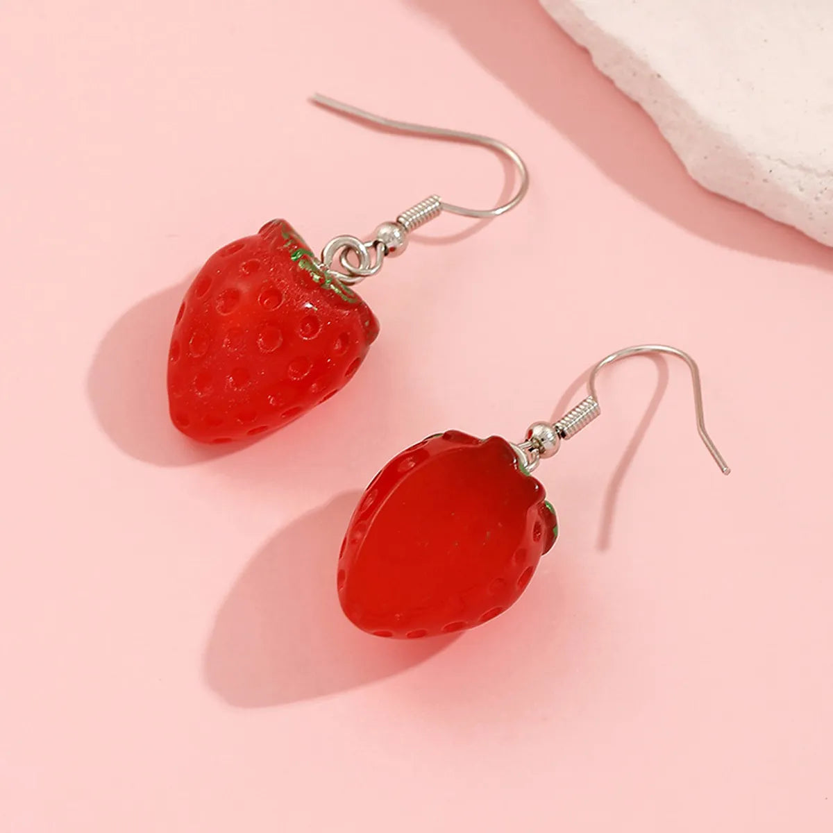 1 Pair Cute Sweet Strawberry Resin Drop Earrings