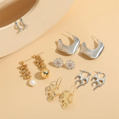 1 Pair Cute Sweet Tassel Flower Plating Inlay Brass Freshwater Pearl Zircon 14k Gold Plated White Gold Plated Ear Studs