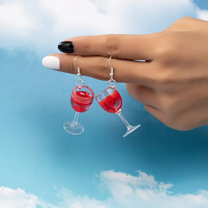 1 Pair Cute Sweet Wine Glass Arylic Drop Earrings