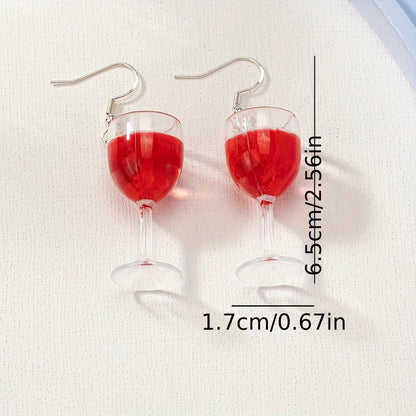 1 Pair Cute Sweet Wine Glass Arylic Drop Earrings