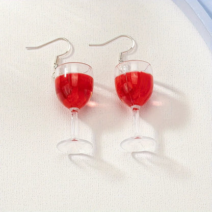 1 Pair Cute Sweet Wine Glass Arylic Drop Earrings