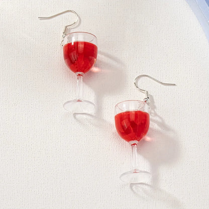 1 Pair Cute Sweet Wine Glass Arylic Drop Earrings