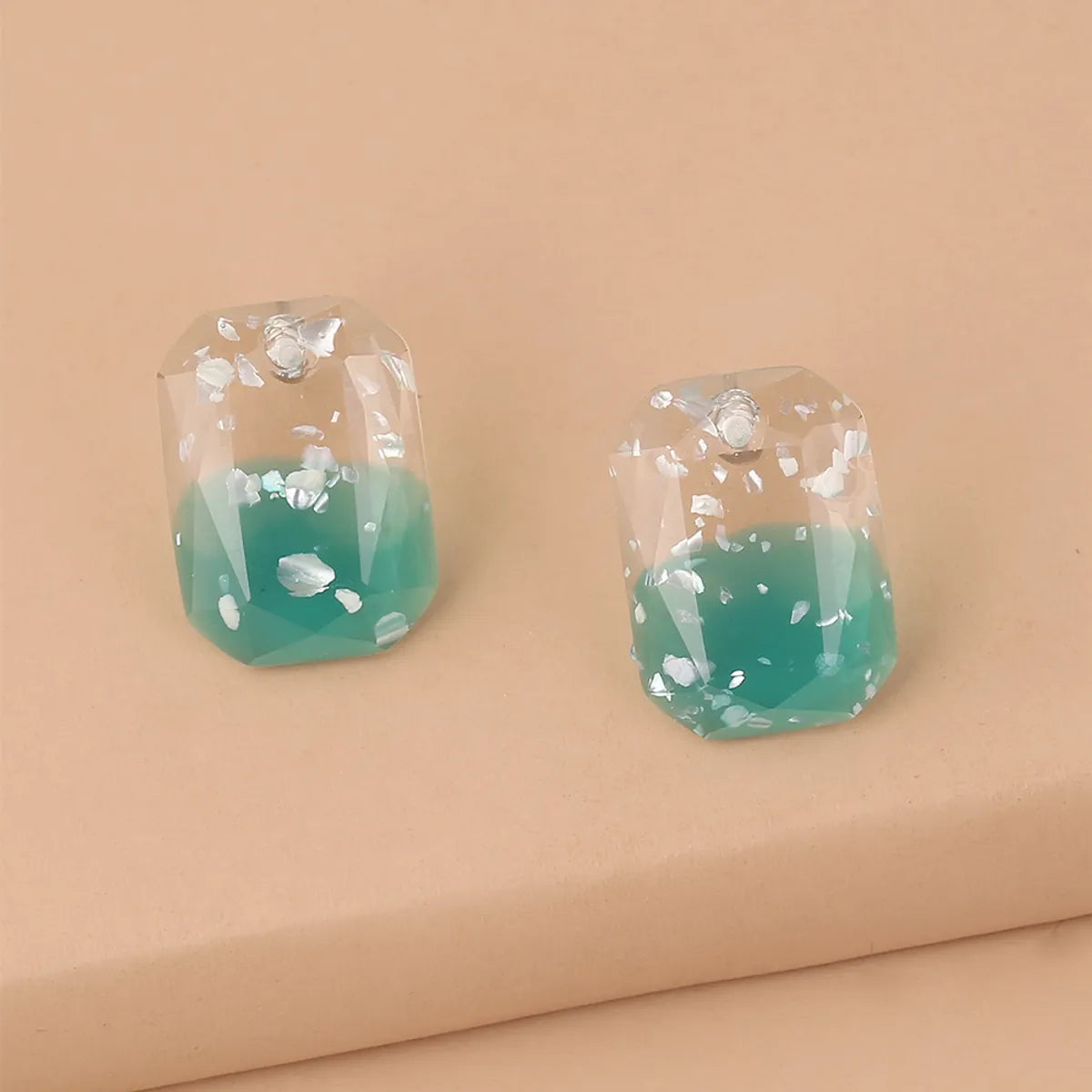 1 Pair Cute Vacation Beach Square Flower Resin Drop Earrings Ear Studs