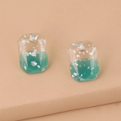 1 Pair Cute Vacation Beach Square Flower Resin Drop Earrings Ear Studs