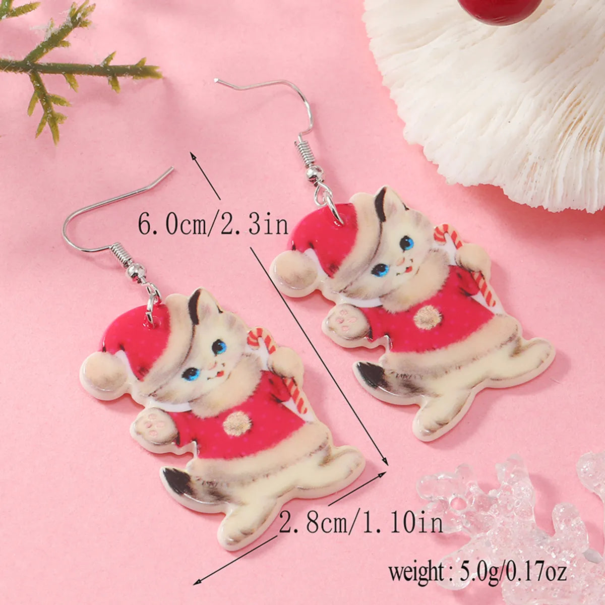 1 Pair Cute Vacation Cat Arylic Drop Earrings