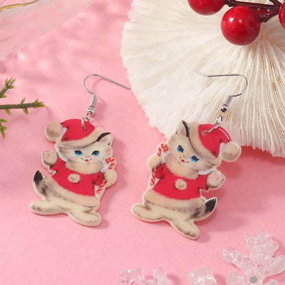 1 Pair Cute Vacation Cat Arylic Drop Earrings