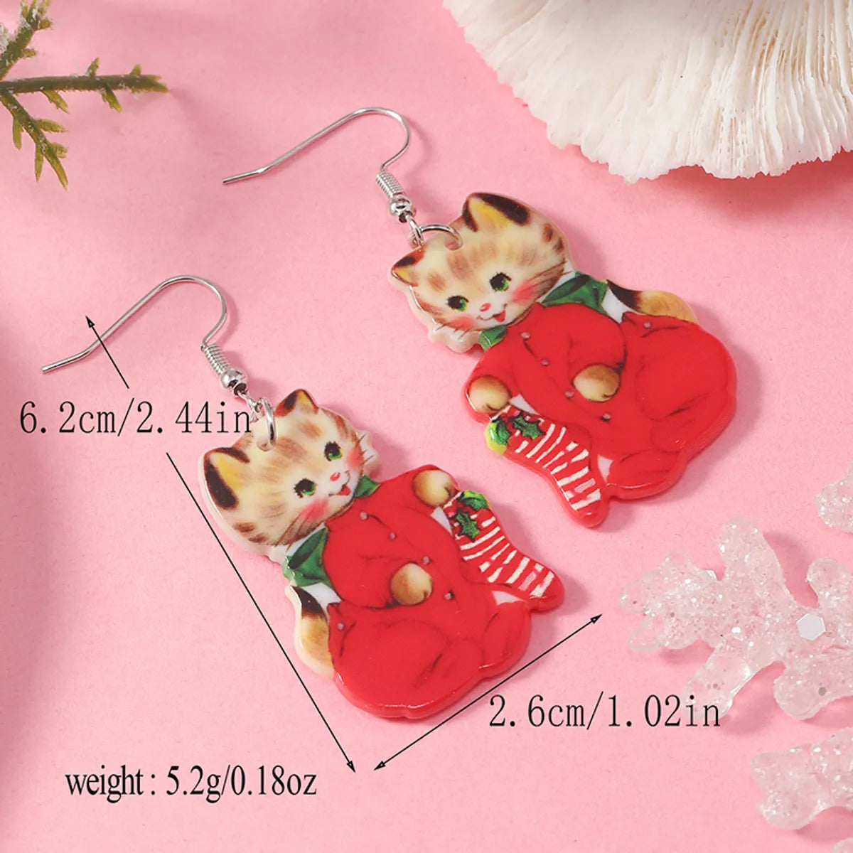 1 Pair Cute Vacation Cat Arylic Drop Earrings