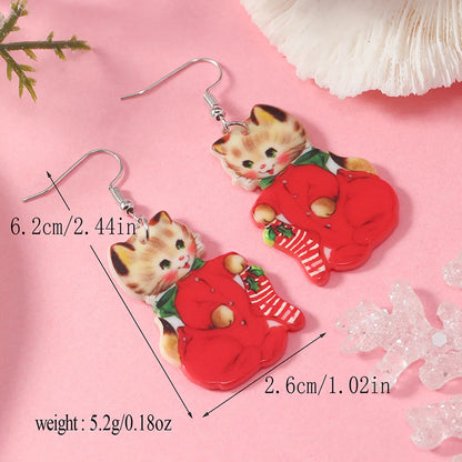 1 Pair Cute Vacation Cat Arylic Drop Earrings