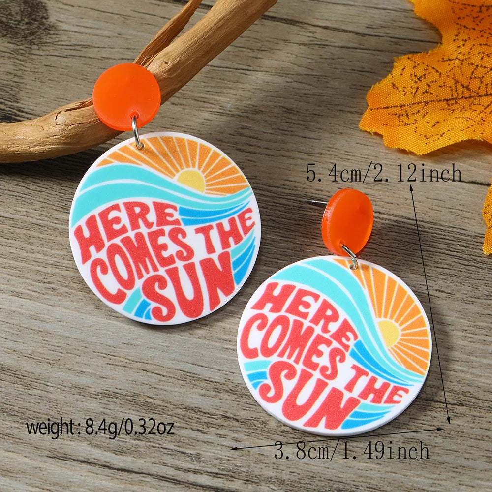 1 Pair Cute Vacation Coconut Tree Painted Arylic Drop Earrings