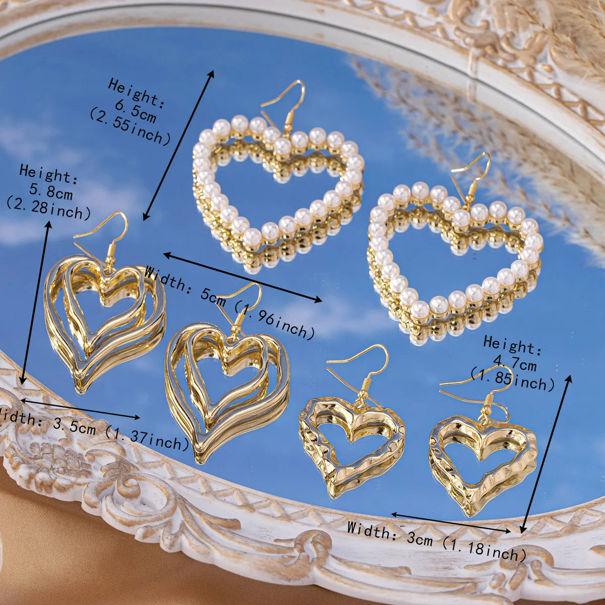 1 Pair Cute Vacation Heart Shape Inlay Zinc Alloy Artificial Pearls Drop Earrings