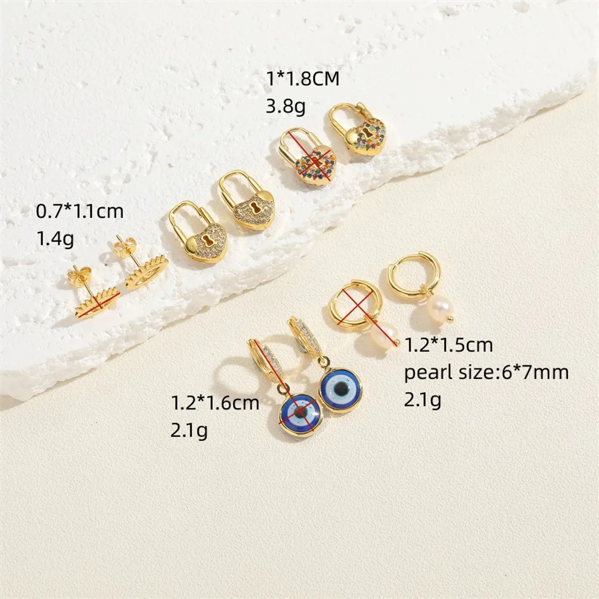 1 Pair Cute Vacation Simple Style Devil's Eye Plating Inlay Copper Zircon 14k Gold Plated Ear Studs