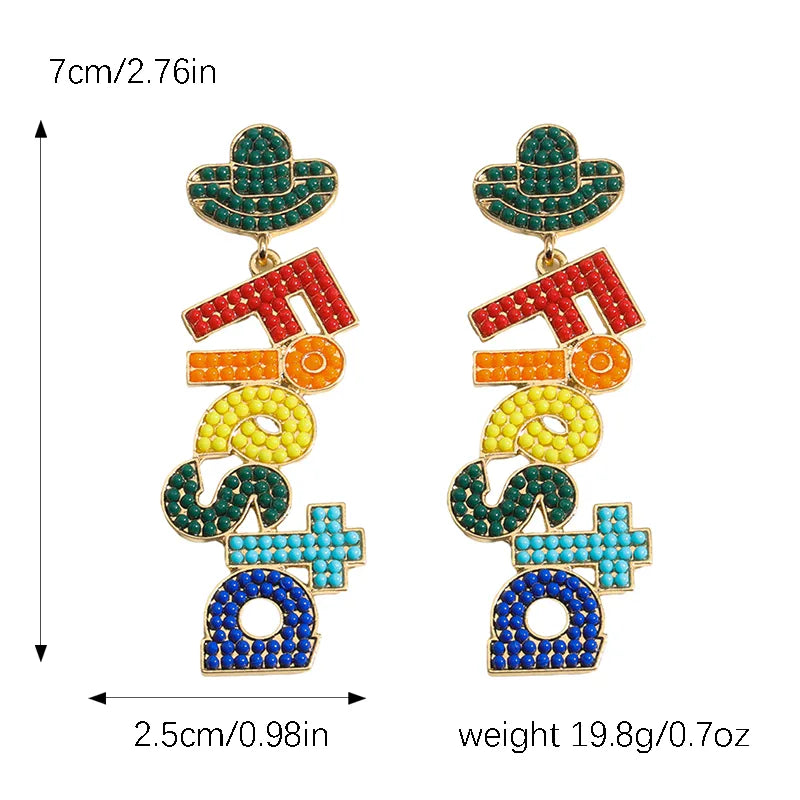 1 Pair Cute Vintage Style Letter Plating Alloy Seed Bead Gold Plated Silver Plated Drop Earrings