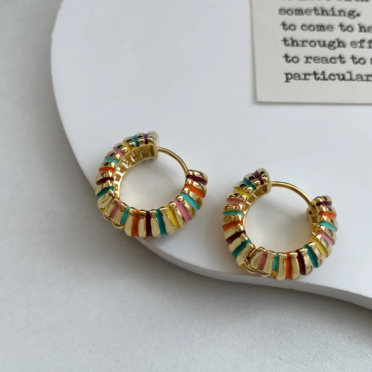 1 Pair Cute Vintage Style Round Plating Copper 18K Gold Plated Ear Studs