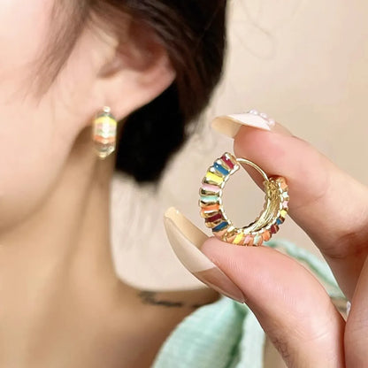 1 Pair Cute Vintage Style Round Plating Copper 18K Gold Plated Ear Studs