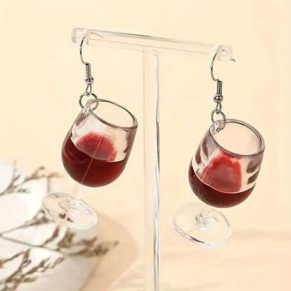 1 Pair Cute Wine Glass Resin Drop Earrings