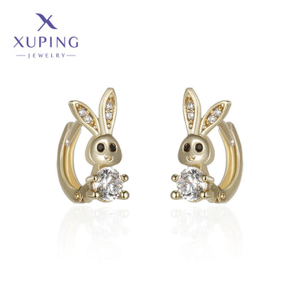 1 Pair Cute XUPING Simple Style Rabbit Plating Copper Artificial Gemstones 18K Gold Plated Earrings