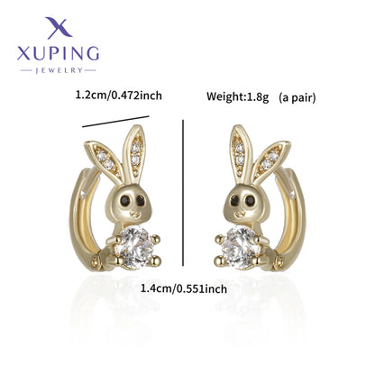 1 Pair Cute XUPING Simple Style Rabbit Plating Copper Artificial Gemstones 18K Gold Plated Earrings