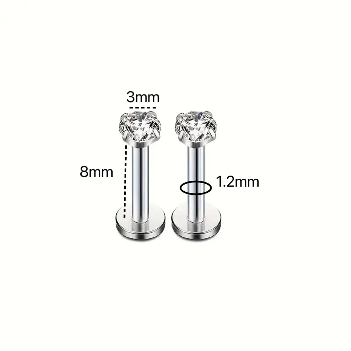 1 Pair Ear Cartilage Rings & Studs Nordic Style Simple Style Classic Style Geometric 316L Stainless Steel  Irregular Inlay Zircon Lip Rings Ear Cartilage Rings & Studs Nose Rings & Studs