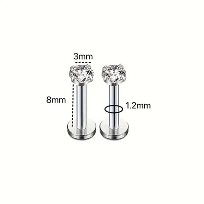 1 Pair Ear Cartilage Rings & Studs Nordic Style Simple Style Classic Style Geometric 316L Stainless Steel  Irregular Inlay Zircon Lip Rings Ear Cartilage Rings & Studs Nose Rings & Studs