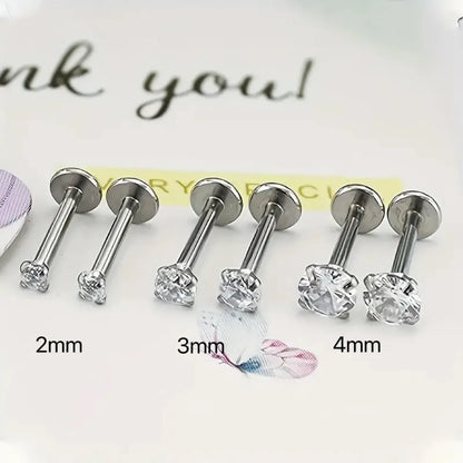 1 Pair Ear Cartilage Rings & Studs Nordic Style Simple Style Classic Style Geometric 316L Stainless Steel  Irregular Inlay Zircon Lip Rings Ear Cartilage Rings & Studs Nose Rings & Studs