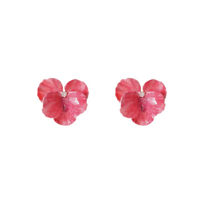 1 Pair Elegant Artistic Flower Stoving Varnish Copper 14K Gold Plated Ear Studs