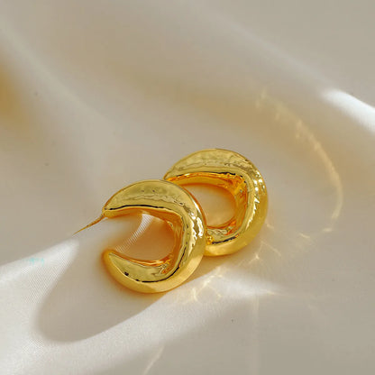 1 Pair Elegant Basic Classic Style C Shape Copper 18K Gold Plated Ear Studs